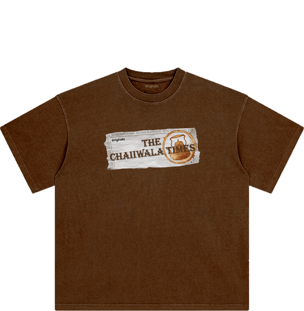 The Chaiiwala Times Tee - Washed Brown